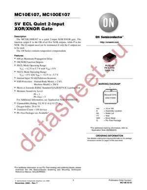 MC100E107FNR2 datasheet  